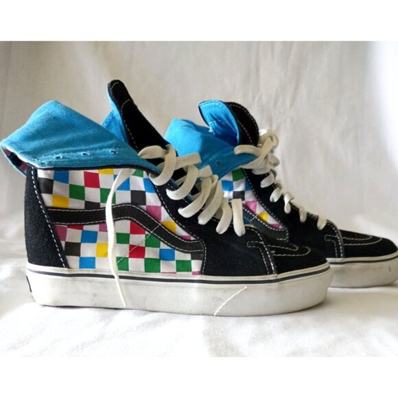 Vans SK8-Hi Checkerboard Sneakers Women’s Size 5 Canvas Super High Top - Picture 8 of 11